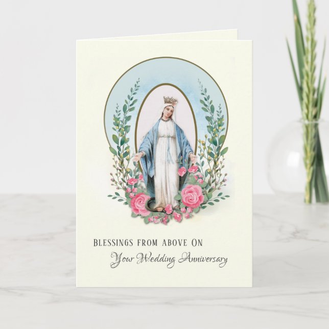 Religiös Jungfru Maria Rosor Katolska Mors Dag   Helgkort (Framsida)