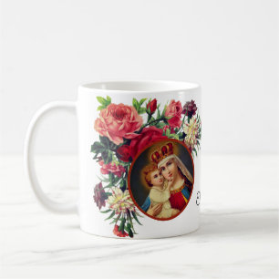 Religiös jungfrulig Mary Jesus Memorare för ro b Kaffemugg