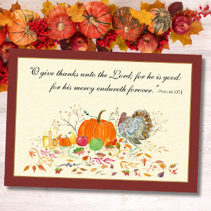 Religiös kalkon & pumpa Thanksgiving Psalm 107 Kort