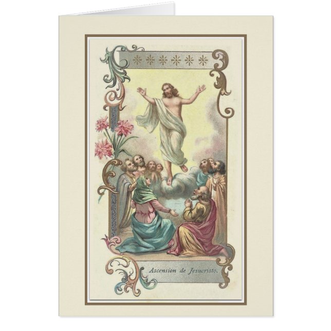 Religiös katolsk festmåltid av uppstigningen av hälsningskort (Framsidan)