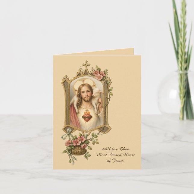 Religiös katolsk Jesus Heliga hjärta Traditionell Tack Kort (Framsida)