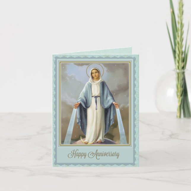 Religiös katolsk jungfru Maria årsdagskort Kort (Framsida)