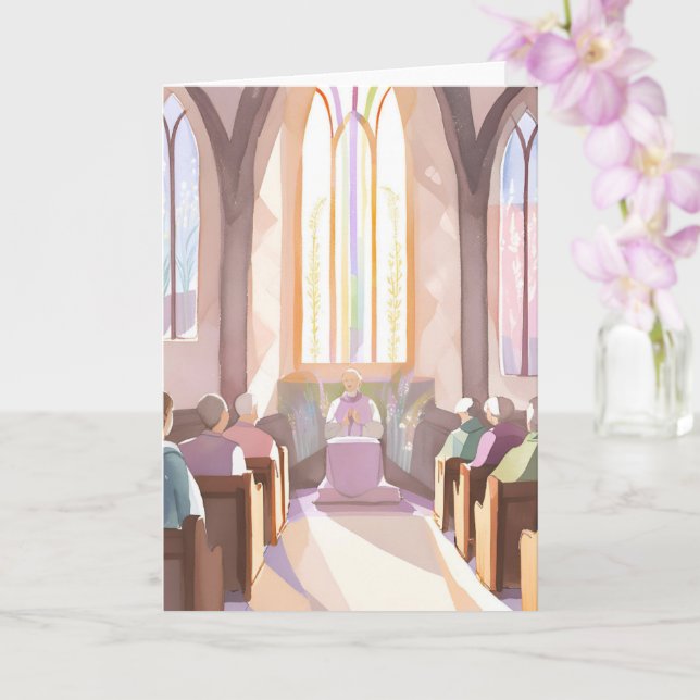 Religiös kyrka akvarell | Hönehelgsbön  Kort (Orkide)