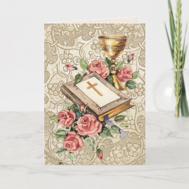 Religiös lycklig födelsedag Kalken Bibel Vintage Kort (Framsida)