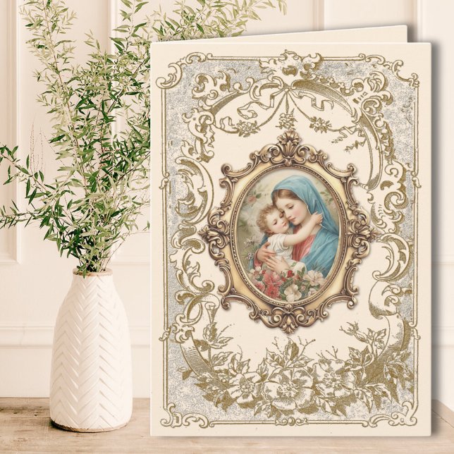 Religiös Maria Jesusbarn Vintage katolsk Kort (Skapare uppladdad)