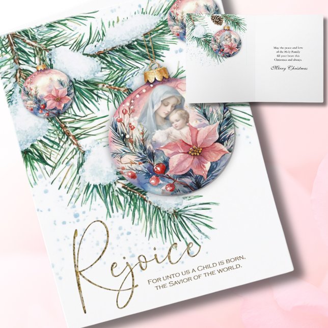 Religiös mor Maria Jesus akvarell jul  Helgkort (Skapare uppladdad)