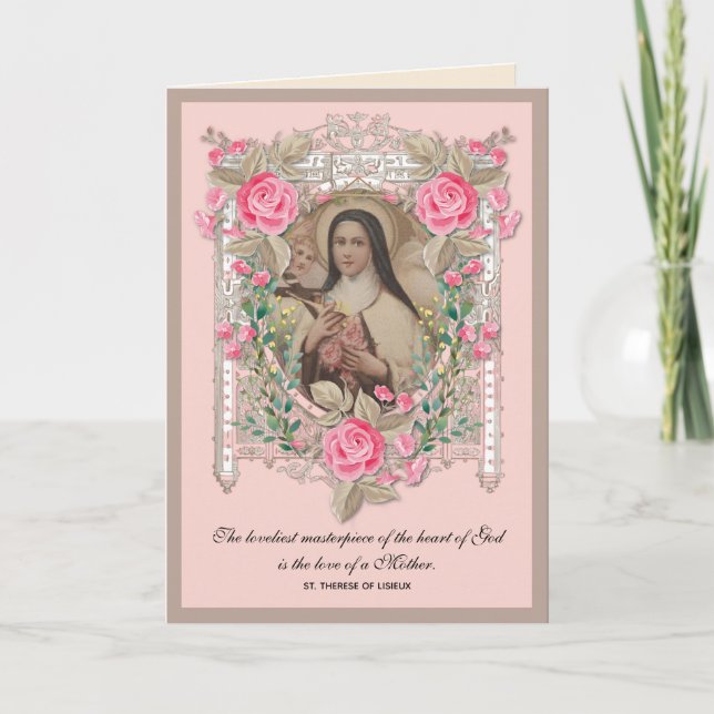 Religiös mors dag St. Therese katolsk kort (Framsida)