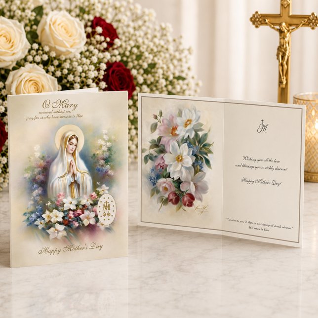 Religiös mors dag Virgin Mary Blommor  Kort (Skapare uppladdad)