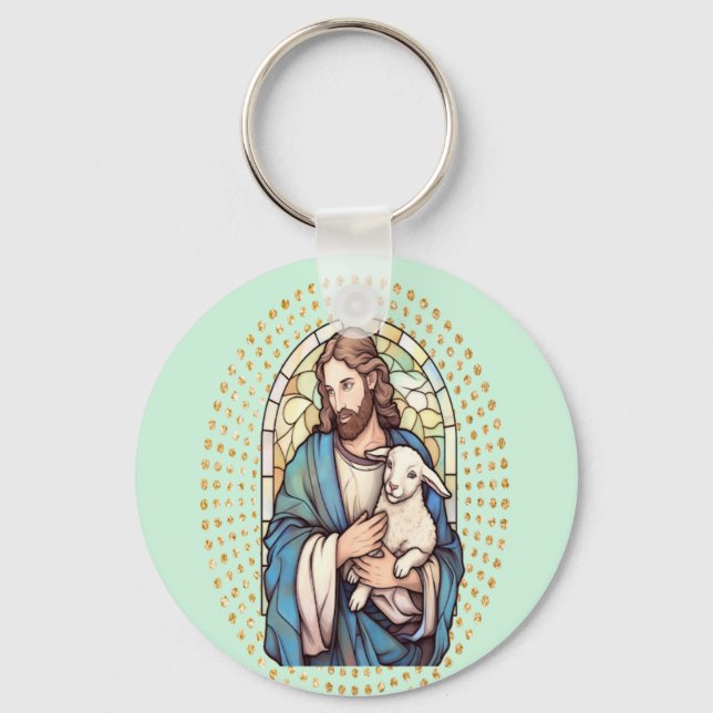 Religiös nyckelring Gud och lamm (Framsida)