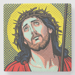 Religiös Pop Art Törnkrans Halvton Comic P Stenunderlägg