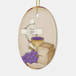 Religiös prydnad för första nattvardsgång eller julgransprydnad keramik