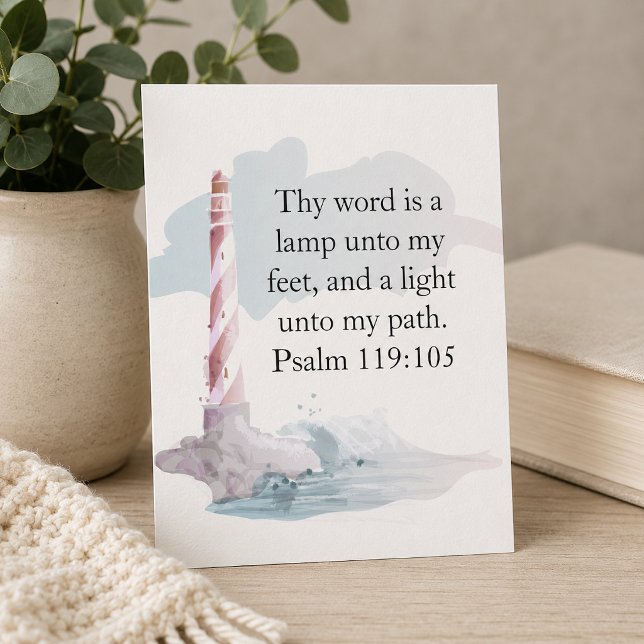 Religiös psalm akvarell fyr vykort (Skapare uppladdad)