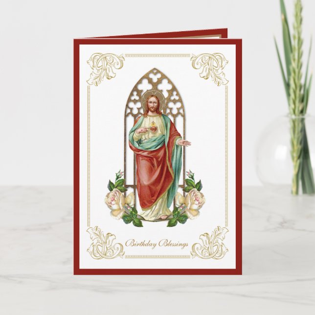 Religiös psalm Jesu hjärta alls brinnande Kort (Framsida)