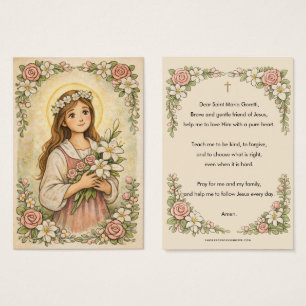 Religiös S:t Maria Goretti böneblomma Visitkort