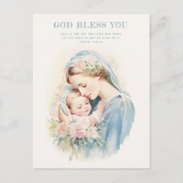 Religiös salig mor Maria Jesus barn blommig Vykort
