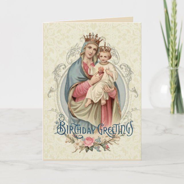 Religiös Saliga Jungfru Maria Jesus Födelsedag Kort (Framsida)