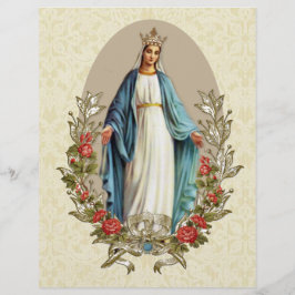 Religiös Saliga Jungfru Maria Katolska Röda Rosor Reklamblad