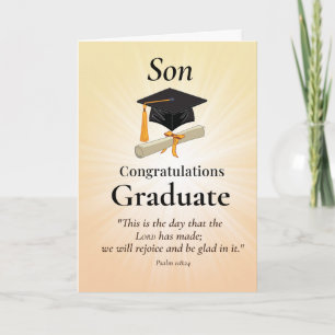 Religiös Son Graduation Grattis Skriftställe Kort