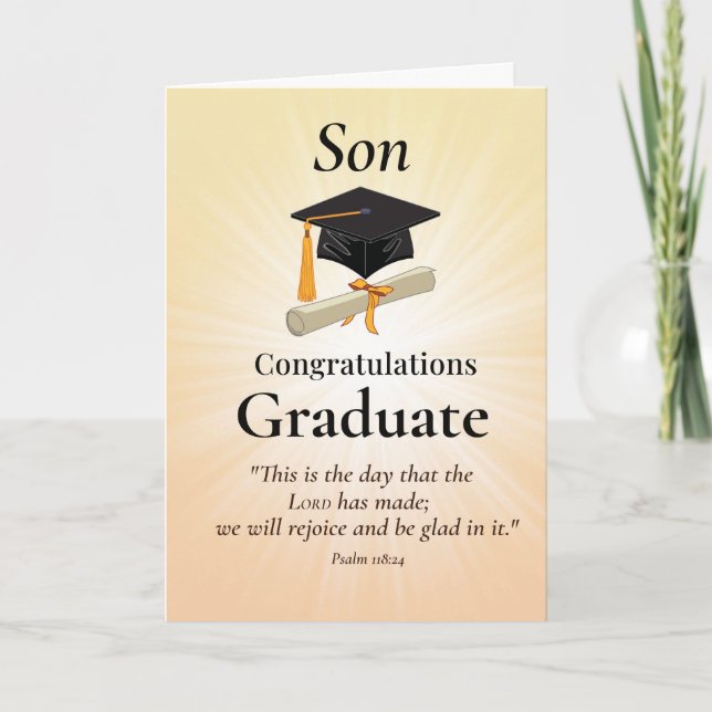 Religiös Son Graduation Grattis Skriftställe Kort (Framsida)