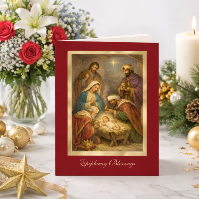 Religiös Tre Könings uppenbarelse Bön Jesus Helgkort (Skapare uppladdad)