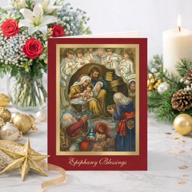 Religiös uppenbarelse Tre Konungars bön Jesus Helgkort (Skapare uppladdad)