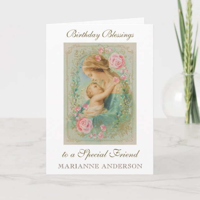 Religiös vän födelsedag Jungfru Maria Jesus  Kort (Framsida)