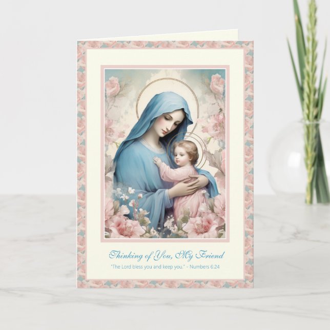 Religiös vänskapsbön Saliga Maria & Jesus Kort (Framsida)