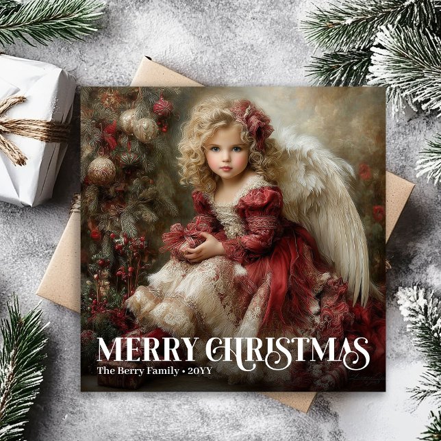 Religiös viktoriansk ängel klassisk julkort (Religious Victorian Angel Classic Christmas Card)