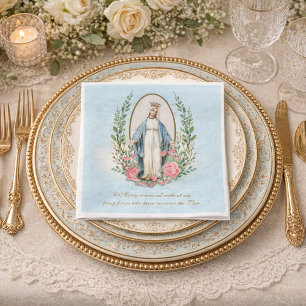 Religiös vintage jungfru Maria katolsk blomster Cl Pappersservett