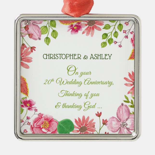 Religiösa 20:e årsdagen för Bröllop Julgransprydnad Metall (Framsidan)