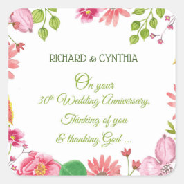 Religiösa 30:e årsdagen för Bröllop Fyrkantigt Klistermärke