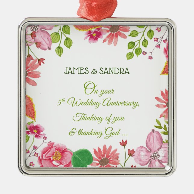 Religiösa 5:e årsdagen Bröllop Julgransprydnad Metall (Framsidan)