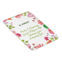 Religiösa 5:e årsdagen för vattenfärgsblommor magnet