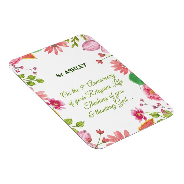 Religiösa 5:e årsdagen för vattenfärgsblommor magnet (Högersidan)
