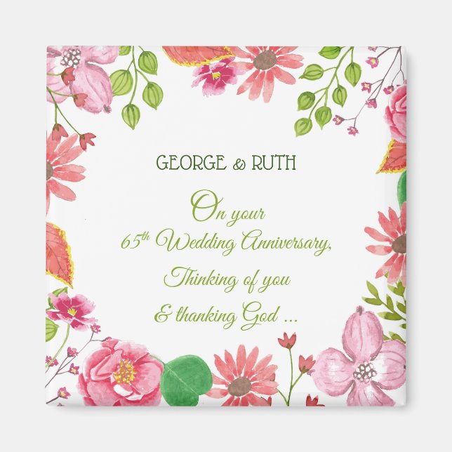 Religiösa 65e Bröllop-årsdagen Magnet (Framsidan)