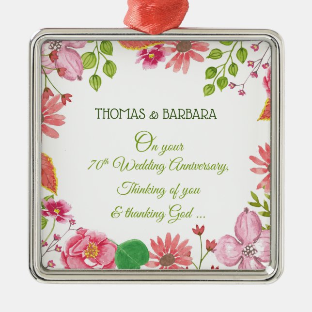 Religiösa 70:e årsdagen för Bröllop Julgransprydnad Metall (Framsidan)