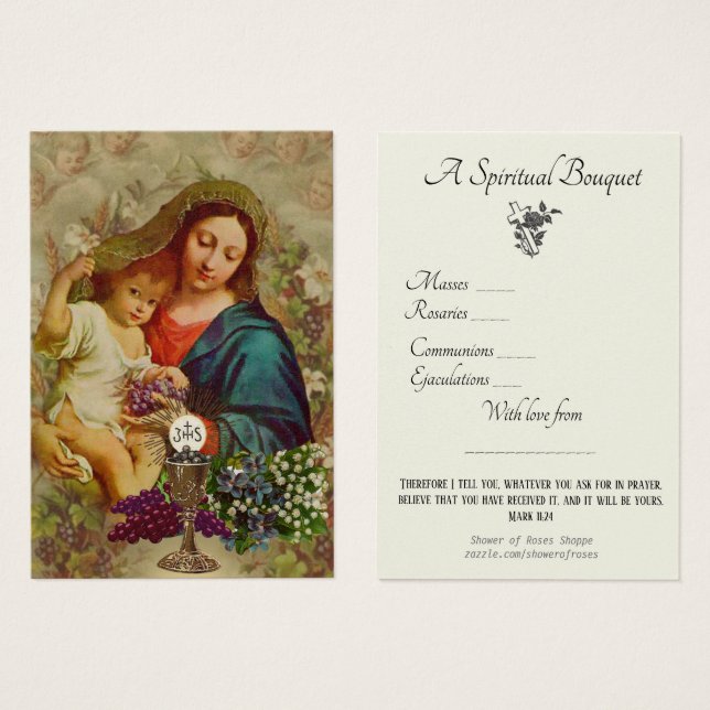 Religiösa Andlig Bouquet Prayer Heliga Card Visitkort (Framsida & baksida)