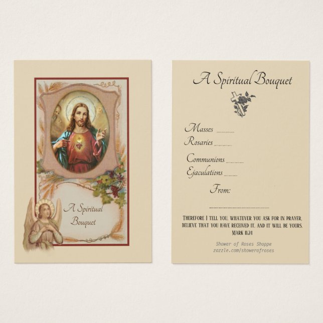 Religiösa Andlig Bouquet Prayer Heliga Card Visitkort (Framsida & baksida)