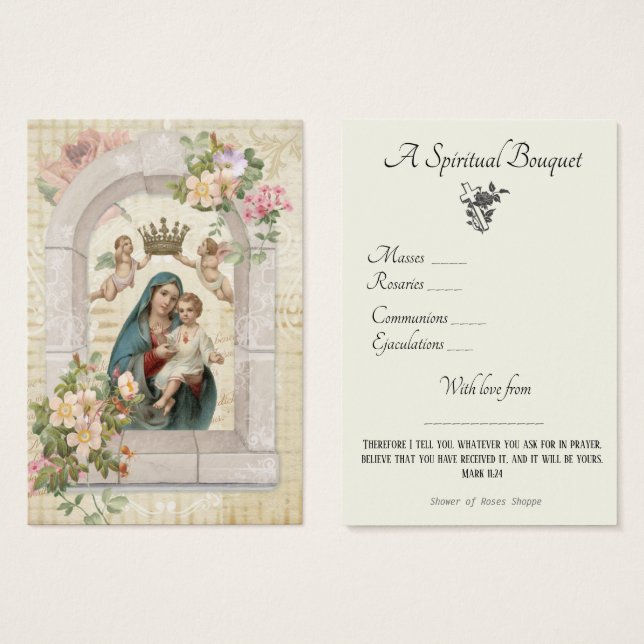 Religiösa Andlig Bouquet Prayer Heliga Card Visitkort (Framsida & baksida)