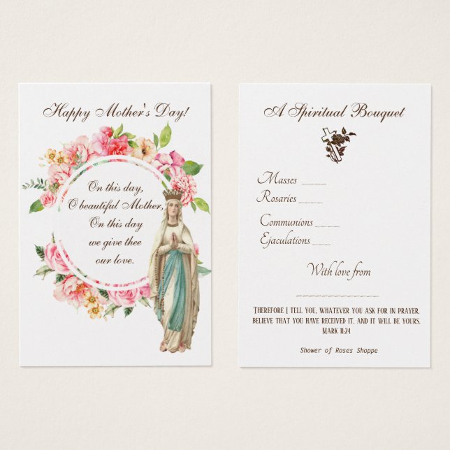 Religiösa Andlig Bouquet Prayer Heliga Card Visitkort (Framsida & baksida)