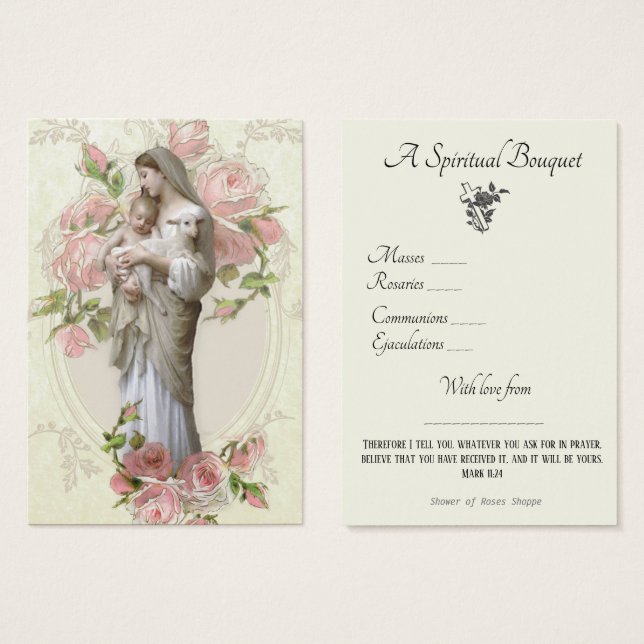 Religiösa Andlig Bouquet Prayer Heliga Card Visitkort (Framsida & baksida)