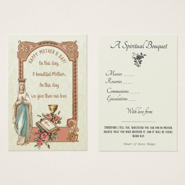 Religiösa Andlig Bouquet Prayer Heliga Card Visitkort (Framsida & baksida)