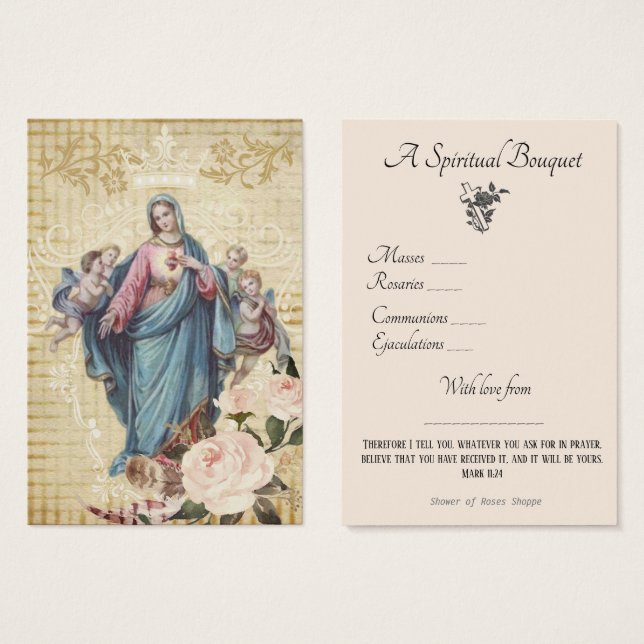 Religiösa Andlig Bouquet Prayer Heliga Card Visitkort (Framsida & baksida)