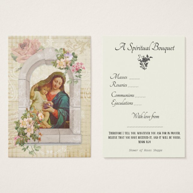 Religiösa Andlig Bouquet Prayer Heliga Card Visitkort (Framsida & baksida)