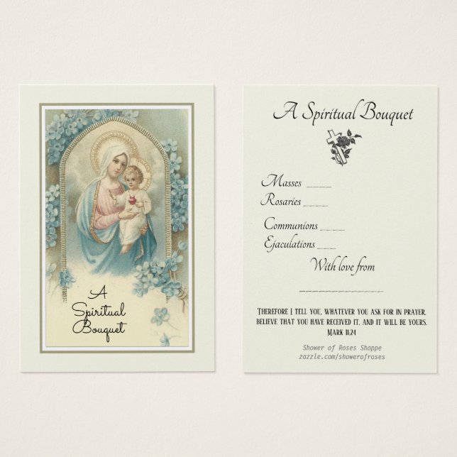 Religiösa Andlig Bouquet Prayer Heliga Card Visitkort (Framsida & baksida)