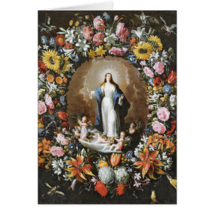 Religiösa Andlig Bouquet Virgin Mary Prayer Hälsningskort