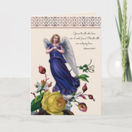 Religiösa Angel med Crucifix Jesus Blommigt Kort