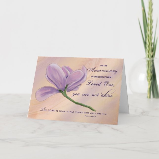 Religiösa Årsdag för Lila av förlorad blomma Kort (Framsida)