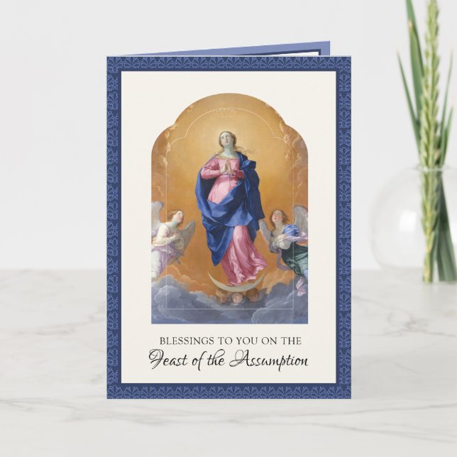 Religiösa Assumption Virgin Mary Prayer Rosary Kort (Framsida)