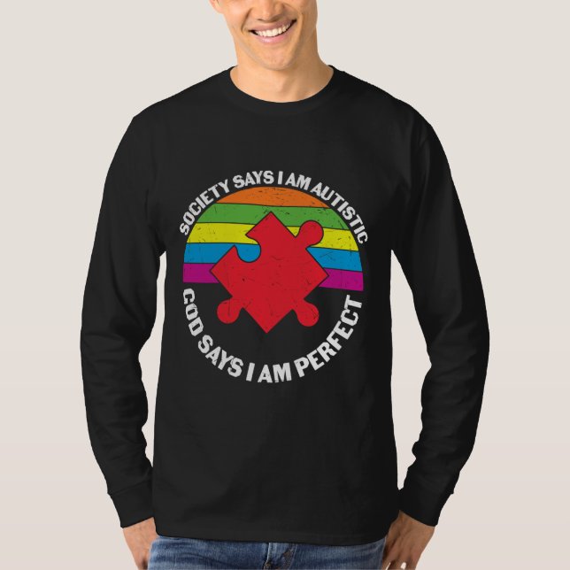 Religiösa Autism Awareness Sstickning T Shirt (Framsida)